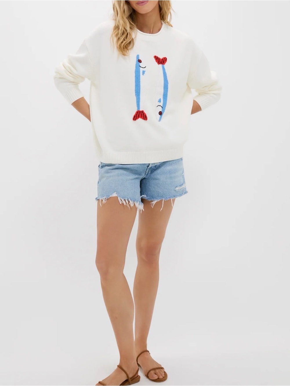 Nautical ivory fun sweater.